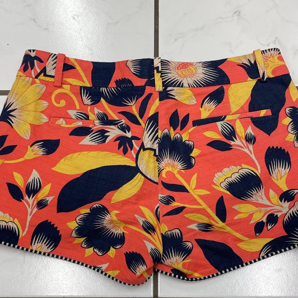 J.Crew Women’s Tropical Cotton Coral Hibiscus Floral Shorts Size 2 - Picture 7 of 14